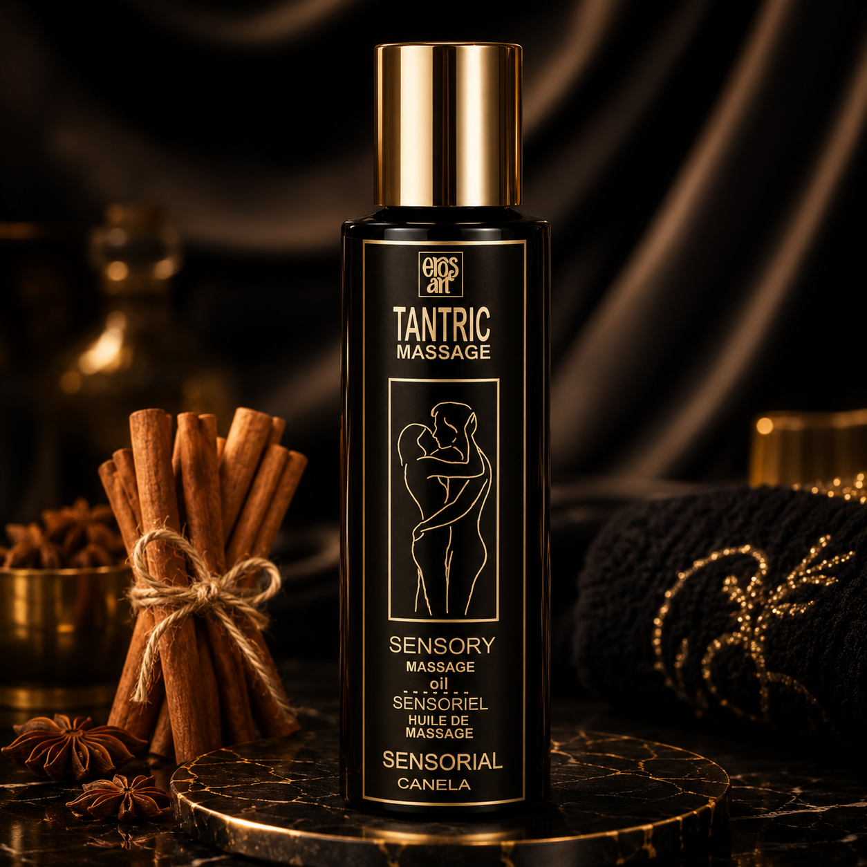 EROS-ART - HUILE DE MASSAGE TANTRIQUE NATURELLE ET CANNELLE APHRODISIAQUE 100 ML