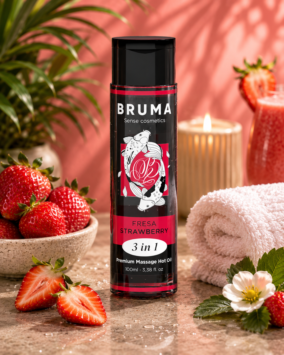 BRUMA - HUILE DE MASSAGE PREMIUM EFFET CHALEUR SAVEUR FRAISE - 100 ML