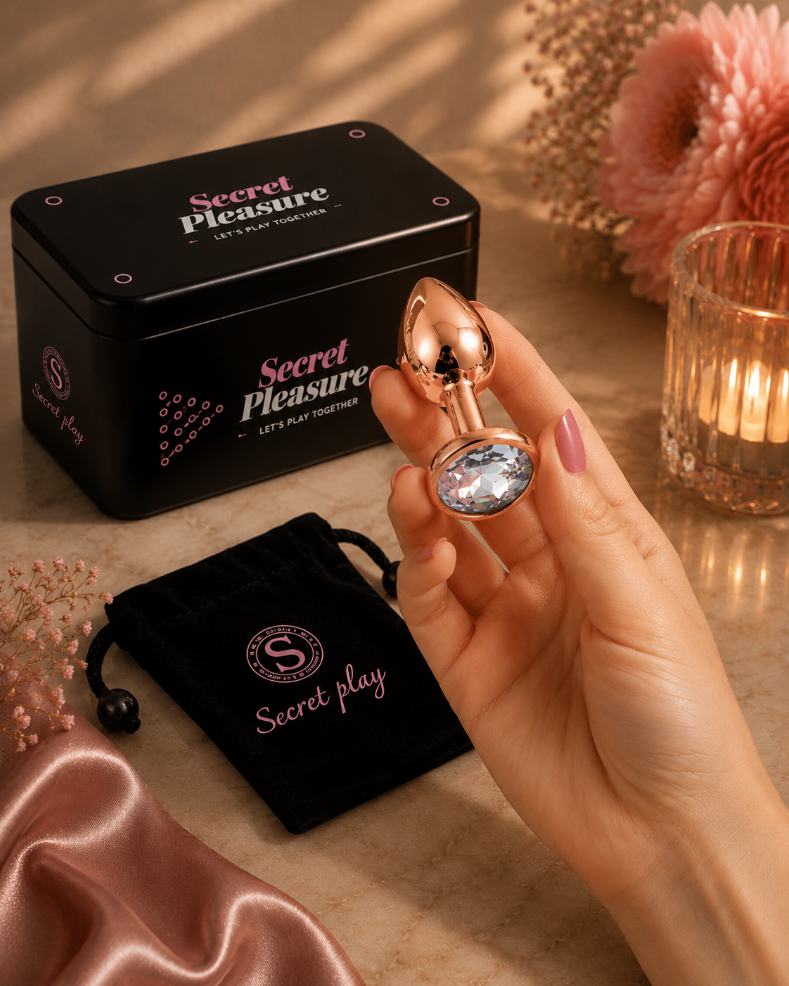 SECRETPLAY - PLUG ANAL EN MÉTAL OR ROSE S