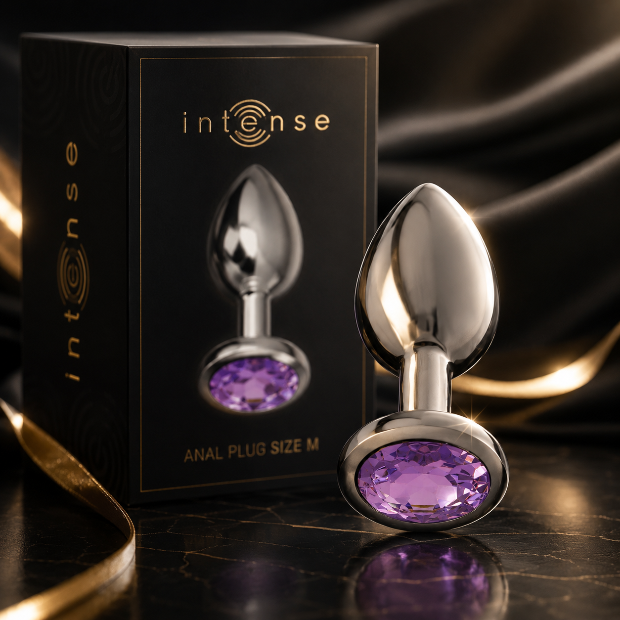 INTENSE - PLUG ANAL  ALUMINIUM AVEC CRISTAL VIOLET TAILLE M