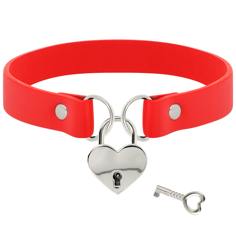 COQUETTE CHIC DESIRE - COLLIER EN CUIR VEGAN ROUGE COEUR