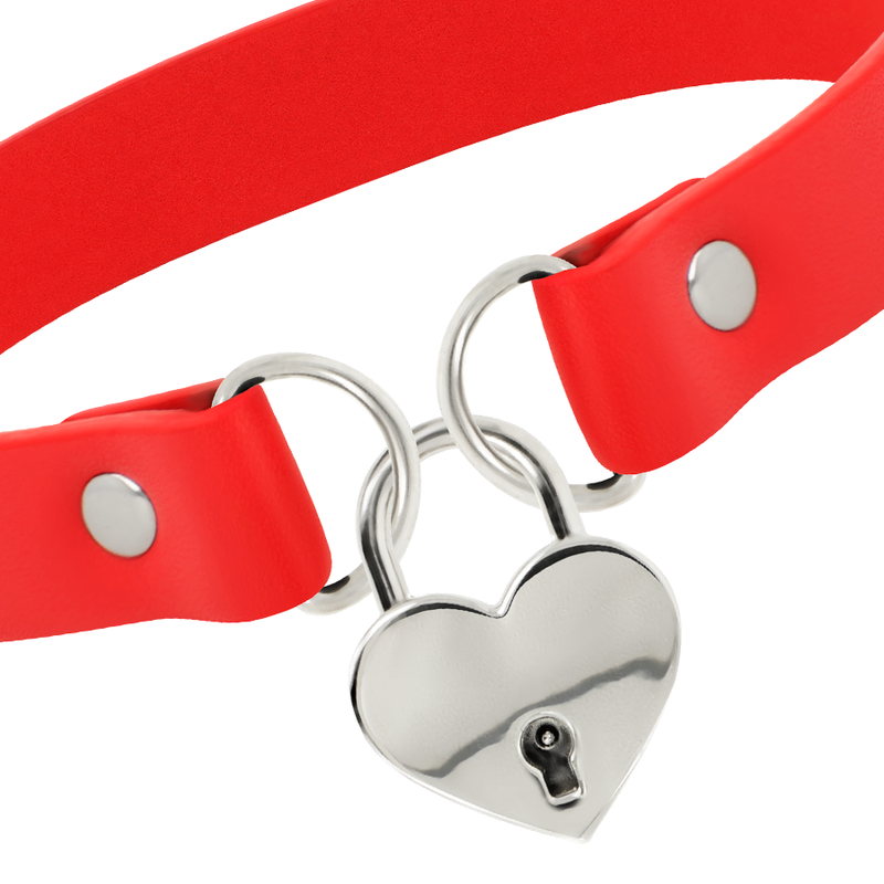 COQUETTE CHIC DESIRE - COLLIER EN CUIR VEGAN ROUGE COEUR