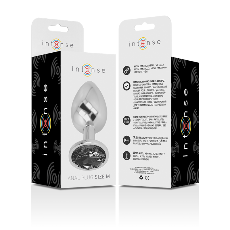 INTENSE - PLUG ANAL EN MÉTAL ALUMINIUM  NOIR TAILLE M