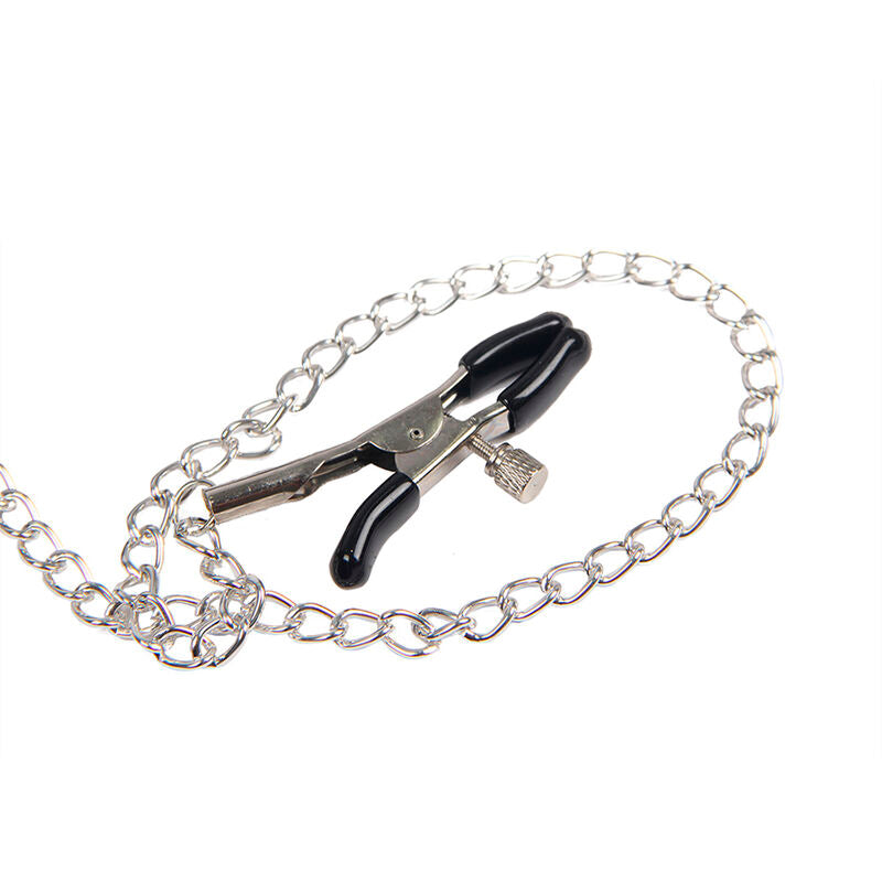 SUBBLIME -  PINCES À TETONS EN CUIR BONDAGE NOIRES TAILLE UNIQUE