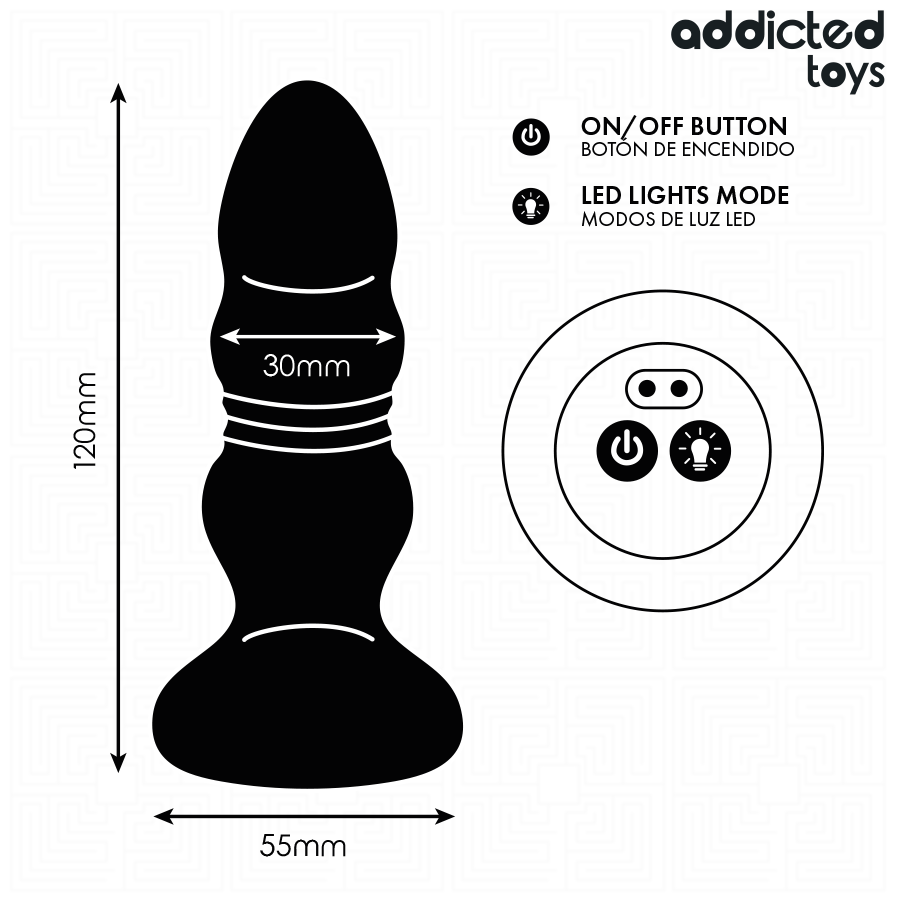 ADDICTED TOYS - PLUG ANAL ROTATIF ET VIBRANT, TÉLÉCOMMANDE AVEC  LED