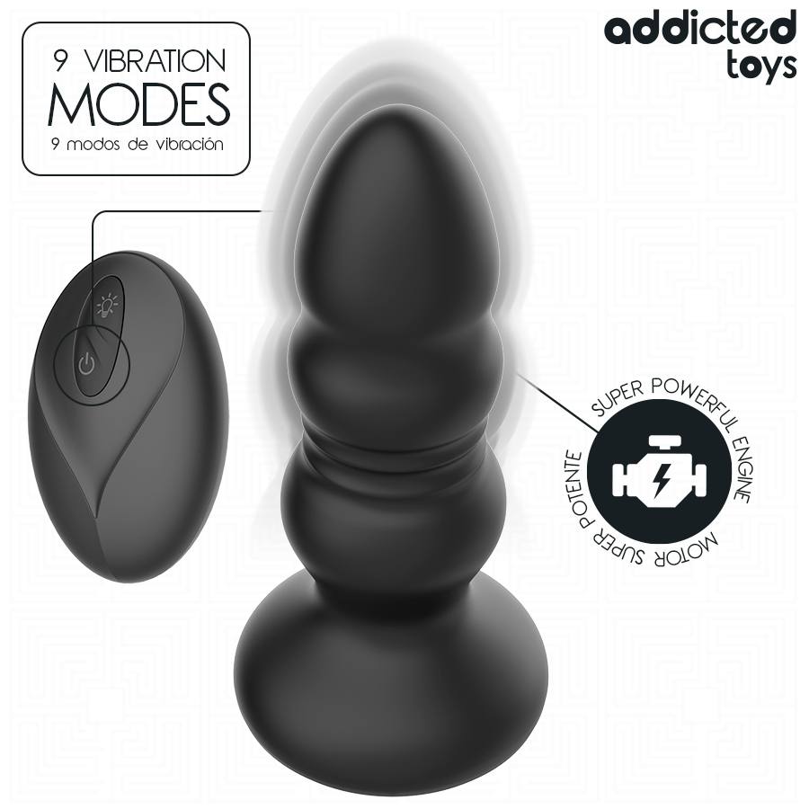 ADDICTED TOYS - PLUG ANAL ROTATIF ET VIBRANT, TÉLÉCOMMANDE AVEC  LED
