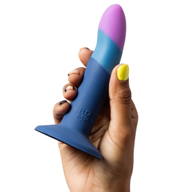 ROMP - PICCOLO GODEMICHET AVEC VENTOUSE TRICOLORE